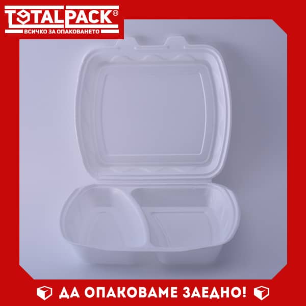 Styrofoam box with two compartments
